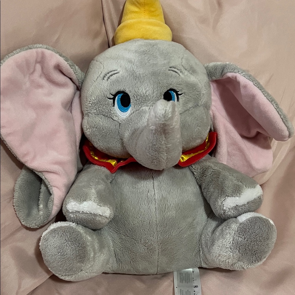 Disney Gray Dumbo Plush with Pink Ears and Yellow Hat